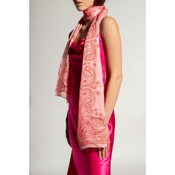 Givenchy NWT Bandana Print Silk Oblong Scarf in Pink - Picture 2 of 8